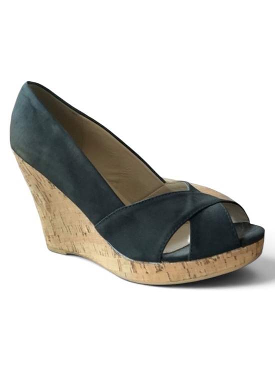 Atrevida Shoes - NEW Black Canvas Peep Toe Platform Wedge Heels Ladies Shoe Size 10 by Atrevida